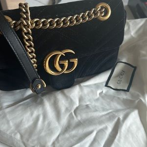 Gucci Velvet Mini GG Marmont Shoulder Bag